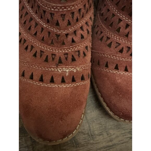 Sofft Size 8M Sallie Ankle Boot Booties Comfort Shoe Lasercut Detail Rust Orange - Picture 3 of 10